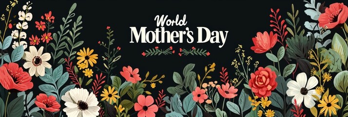 Wall Mural - Beautiful greeting card with flowers. World Mother's Day.