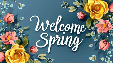 Wall Mural - Welcome Spring. Typography for springtime festivities.