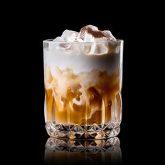 Wall Mural - White Russian cocktail featuring layers of cream, coffee liqueur and vodka