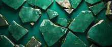 Texture Of Clean Empty Green Stone Surface Backdrop Between Wall Texture Background. Copyspace