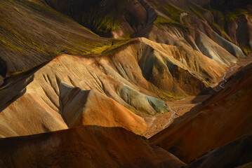 Wall Mural - The spectacular landscape of Landmannalaugar seen from the top of Brennisteinsalda volcano, Fjallabak Nature Reserve, Central Highlands, Iceland.