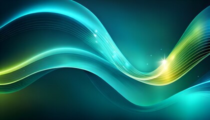 Wall Mural - an abstract blue green background with wavy lines and sparkle.