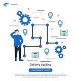 Fototapeta Londyn - Delivery tracking, transportation control flat design style vector concept illustration