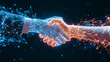 © Liravega - Global networking connection concept. Customer support. Shaking hands.