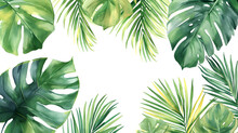 Watercolor Painting Vector, Tropical Plant Clipart, Detailed, Stationery, White Background