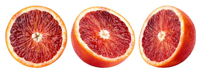 Wall Mural - red blood orange slice, isolated on white background, clipping path, full depth of field