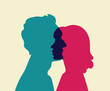 © Elena - Silhouette portrait of man and woman in profile head. Love, romantic and relationship concept.