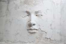 Surreal Face Embedded In Cracked Wall Texture Generative AI Image