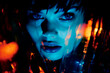 © ADDICTIVE STOCK - Mysterious woman with blue lighting and fiber optics Generative AI image