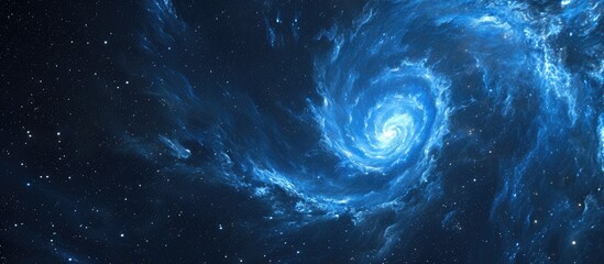 Wall Mural - generated abstract rendering of blue spiral nebula in space.