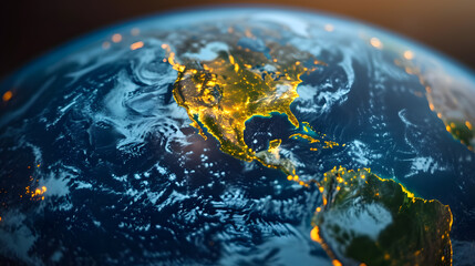 Wall Mural - abstract globe focusing on north america illustration.