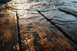 Wood grain backgroud, beach type. the boards were corroded by sea water
