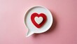 heart in speech bubble icon on pink background love like heart social media notification icon emoji chat and social network 3d rendering 3d illustration