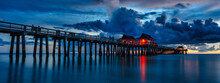 Famous Old Bridge In Florida - Travel Concept Of Famous Pier Near Naples In Florida Usa At Sunset - Travel Concept