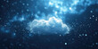 Digital Cloudscape with Sparkling Particles. A digital cloud formed of sparkling particles dots with a bokeh background.