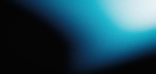 Blue gradient background grainy glowing blue white light spot black dark backdrop, noise texture abstract banner design