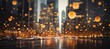 Blurred bokeh background with financial buildings and corporate banking elements in subdued colors