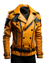 Wall Mural - Luxury Yellow And Black Leather Jacket On Transparent Background