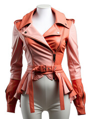 Poster - Luxury White And Orange Leather Jacket On Transparent Background