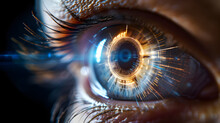 Close Up Of Futuristic Augmented Eye - Future Technology Concept