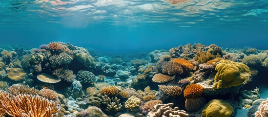 Wall Mural - Coral reef in shallow water