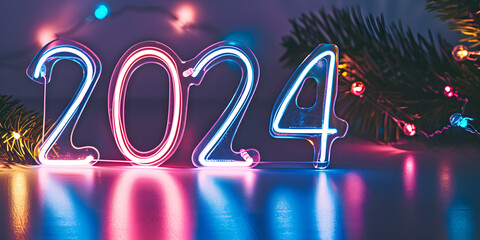 2024 neon lights background