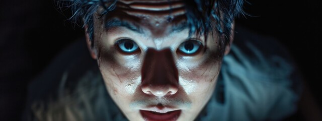 Asian Male Scared Good Looking Setting With Copyspace Generative AI