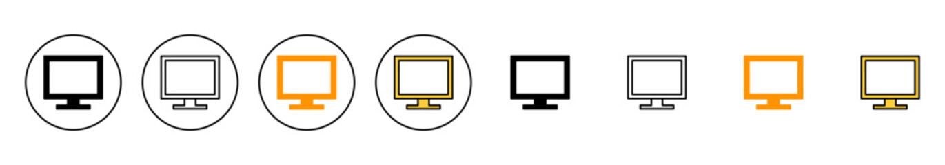 Computer icon set vector. computer monitor sign and symbol