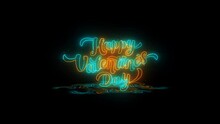 Happy Valentine's Day Neon Style, 4K Video Text Animated, Valentine's Day Concept