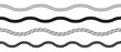 Wave rope set. Repeating hemp cord line collection. Waving chain, braid, plait stripe bundle. Seamless decorative plait pattern. Vector marine twine design elements for banner, poster, frame