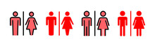 Toilet Icon Set Illustration. Girls And Boys Restrooms Sign And Symbol. Bathroom Sign. Wc, Lavatory