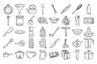 kitchen utensils hand drawn icon vector