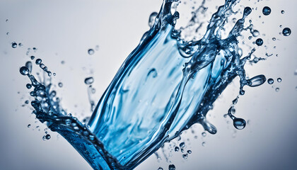 water drop splash in a glass blue colored