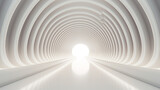 Fototapeta Przestrzenne - abstract background with symmetric white shining tunnel 3d illustration