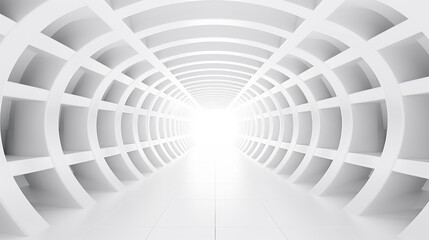 Wall Mural - abstract background with symmetric white shining tunnel 3d illustration