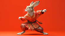 A Rabbit In A Kung Fu Pose