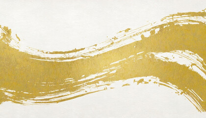 Wall Mural - Abstract golden brush stroke on grungy white paper texture