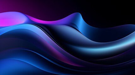 Wall Mural - purple and blue 3d wave on black background - abstract business technology wallpaper