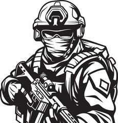 Stealth Elite Black Insignia for Special Forces Operations Strategic Shadow Tactical Soldier Emblem in Black