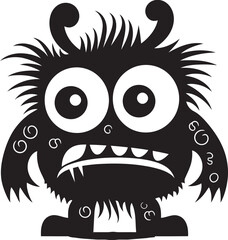 Canvas Print - Cheery Chimeras Vector Black Doodle Monster Emblem Scribble Squad Cute Doodle Monster Logo in Black