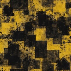 Dark yellow and black contemporary painting, grunge background with geometric shapes. Modern poster for room decoration