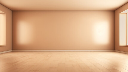 Wall Mural - room space background front view of empty room with light brown color