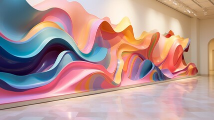 Wall Mural - vibrant celebration: abstract art installation, colorful science, and school essentials with space, 