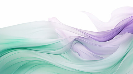 Wall Mural - lilac and mint green flowing artwork on white background