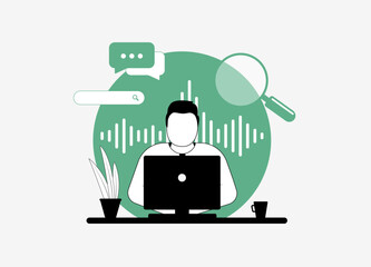 Wall Mural - voice search - speech recognition technology to search web. voice-based search optimization for webs