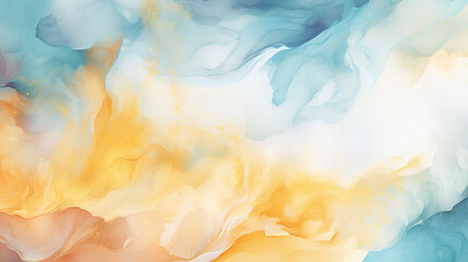 Wall Mural - luxury watercolor background with yellow white and teal