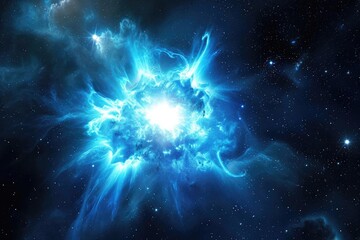 Canvas Print - A brilliant blue supernova explosion against a dark universe backdrop