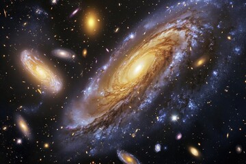 Wall Mural - a cosmic ballet of swirling galaxies and dancing stars
