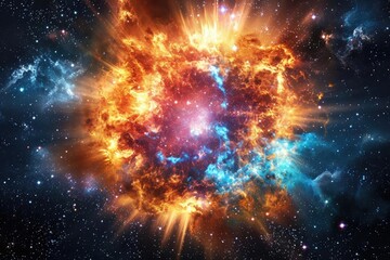 Canvas Print - A vibrant supernova explosion in deep space