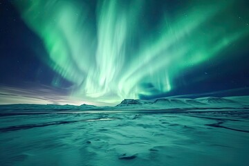 Canvas Print - Aurora borealis over an untouched alien landscape